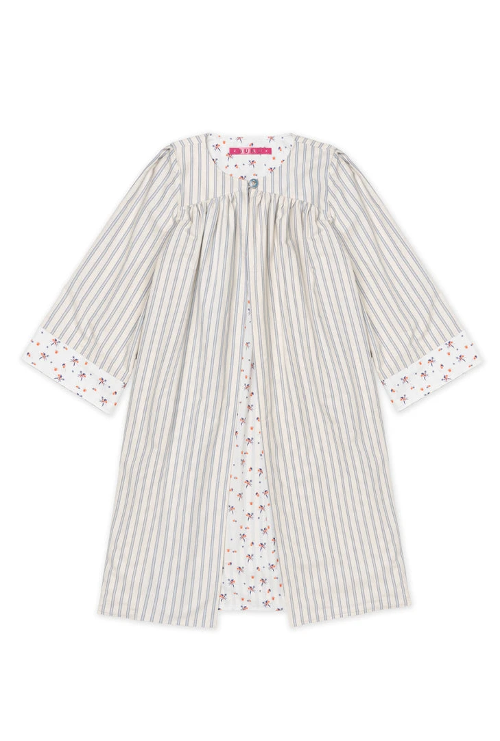 BURU Pink Label Reversible Car Coat - Blue Ticking & Floral Tops 3 BURU Pink Label Reversible Car Coat - Blue Ticking & Floral Tops