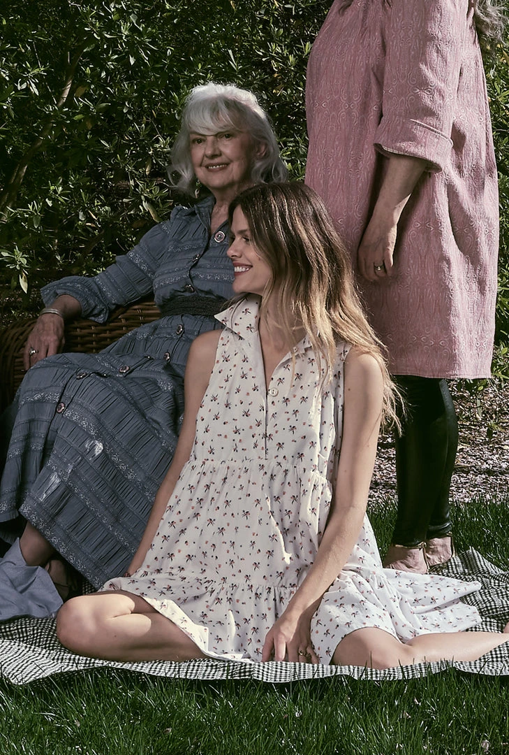 BURU Pink Label Long Sleeve Shirtdress - Blue Textured Rose 10 BURU Pink Label Long Sleeve Shirtdress - Blue Textured Rose