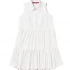 BURU Pink Label Dresses Reversible Tiered Mini Dress - White Textured Cotton & Floral - Final Sale 1 BURU Pink Label Dresses Reversible Tiered Mini Dress - White Textured Cotton & Floral - Final Sale