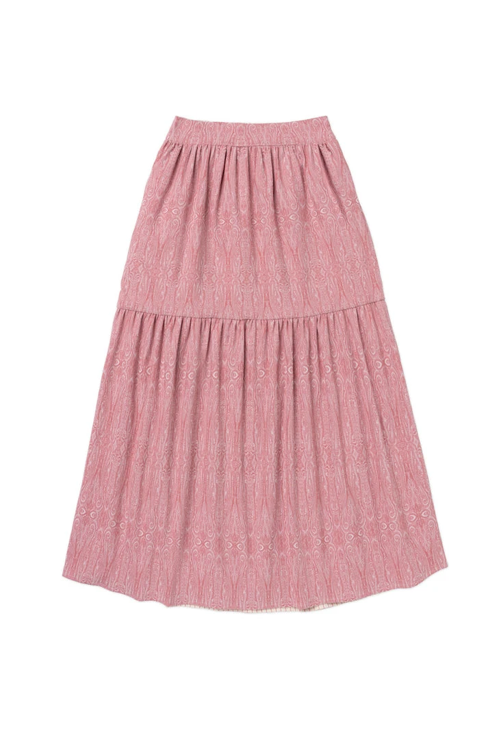 BURU Pink Label Reversible Tiered Skirt - Pink Pinstripe & Rose Jacquard Bottoms 3 BURU Pink Label Reversible Tiered Skirt - Pink Pinstripe & Rose Jacquard Bottoms