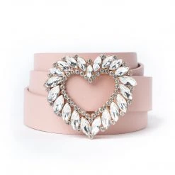 Buru Accessories Rhinestone Heart Belt - Blush - Final Sale
