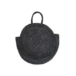 BURU Jumbo Round Raffia Tote - Black 13 BURU Jumbo Round Raffia Tote - Black