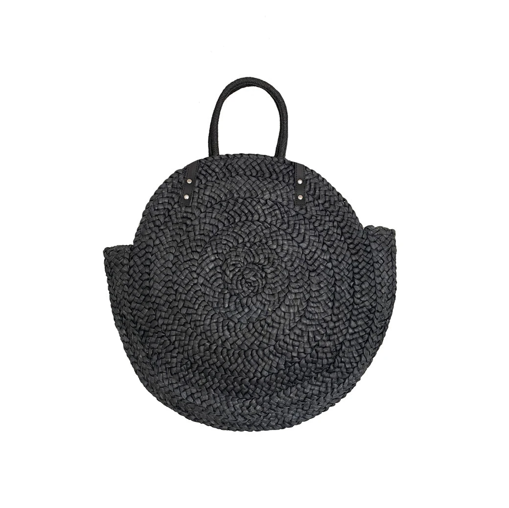 BURU Jumbo Round Raffia Tote - Black 8 BURU Jumbo Round Raffia Tote - Black