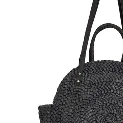 BURU Jumbo Round Raffia Tote - Black 10 BURU Jumbo Round Raffia Tote - Black
