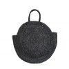 BURU Jumbo Round Raffia Tote - Black