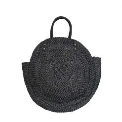 BURU Jumbo Round Raffia Tote - Black