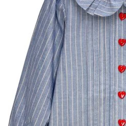 BURU Pink Label Ruffle Collar Blouse - Blue And Red Oxford