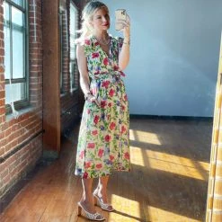 BURU Pink Label Clothing BURU X TSCS Ruffle Collar Midi Dress - Signature Floral