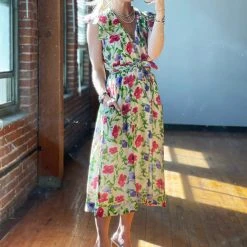 BURU Pink Label Clothing BURU X TSCS Ruffle Collar Midi Dress - Signature Floral