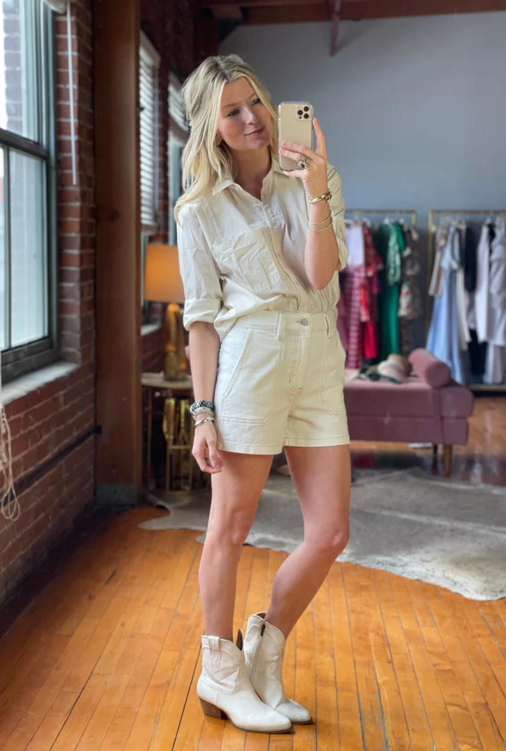 BURU White Label Clothing Sailor Denim Shorts - Off White 4 BURU White Label Clothing Sailor Denim Shorts - Off White