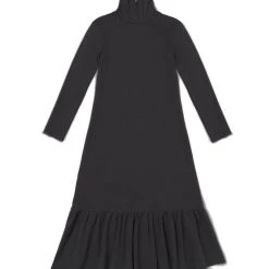 BURU White Label Side Zip Turtleneck Dress MIDI - Black Clothing