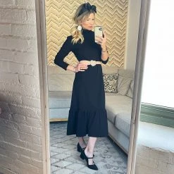 BURU White Label Side Zip Turtleneck Dress MIDI - Black Clothing 11 BURU White Label Side Zip Turtleneck Dress MIDI - Black Clothing