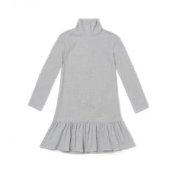 BURU White Label Side Zip Turtleneck Dress MINI - Heather Grey Clothing