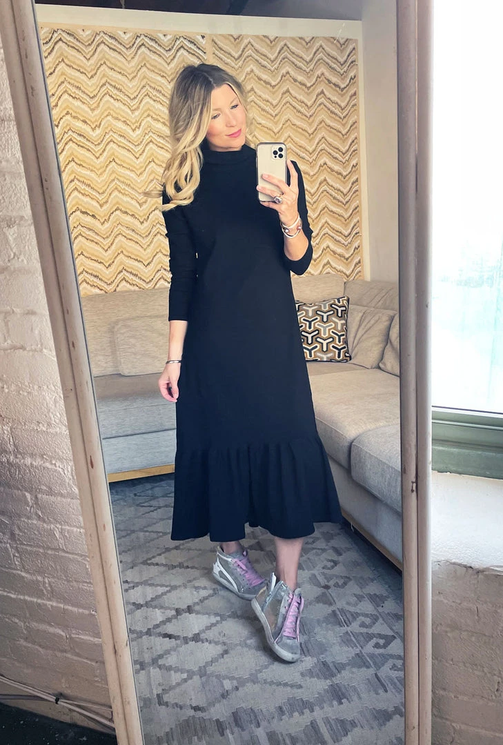 BURU White Label Side Zip Turtleneck Dress MIDI - Black Clothing 5 BURU White Label Side Zip Turtleneck Dress MIDI - Black Clothing