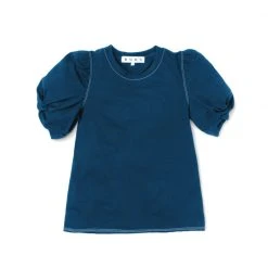 BURU White Label Tops Sivas Statement Tee - Navy With White Stitching