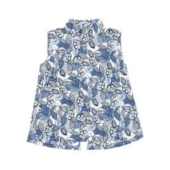 BURU White Label Tops Sleeveless Mod Top - Blue Leaves 13 BURU White Label Tops Sleeveless Mod Top - Blue Leaves