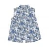 BURU White Label Tops Sleeveless Mod Top - Blue Leaves 1 BURU White Label Tops Sleeveless Mod Top - Blue Leaves