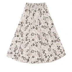 BURU White Label Smocked Waist MIDI Skirt - Ivory Floral Bottoms