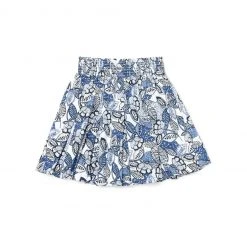 BURU White Label Smocked Waist Mini Skirt - Blue Leaves