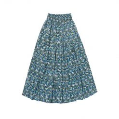 BURU White Label Smocked Waist MIDI Skirt - Black Micro Floral Bottoms
