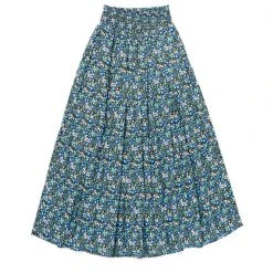 BURU White Label Smocked Waist MIDI Skirt - Black Micro Floral Bottoms