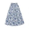 BURU White Label Smocked Waist MIDI Skirt - Blue Leaves Bottoms 1 BURU White Label Smocked Waist MIDI Skirt - Blue Leaves Bottoms