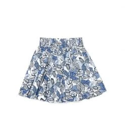 BURU White Label Smocked Waist Mini Skirt - Blue Leaves
