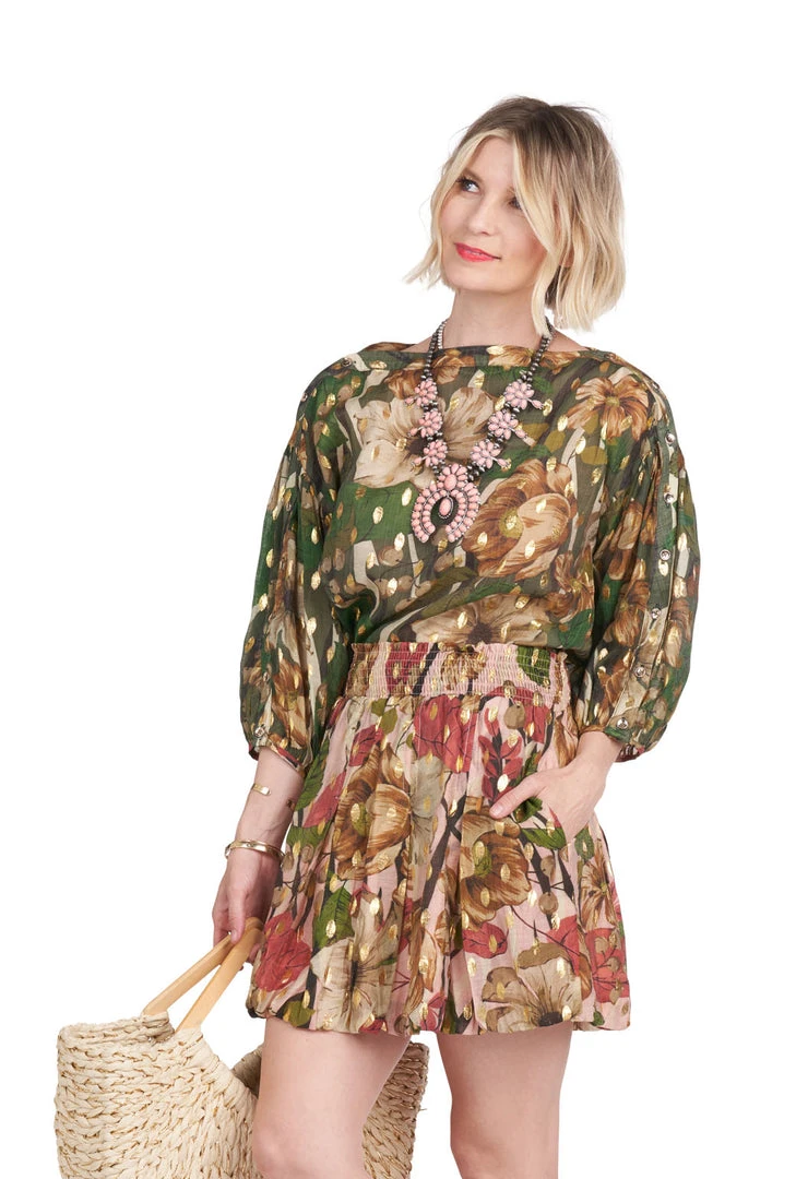 BURU White Label Smocked Skirt Mini - Blush Floral - Final Sale Clothing 4 BURU White Label Smocked Skirt Mini - Blush Floral - Final Sale Clothing