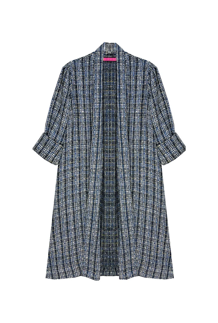 BURU Pink Label Clothing Black Friday Swing Coat - Blue Sparkle Tweed 3 BURU Pink Label Clothing Black Friday Swing Coat - Blue Sparkle Tweed