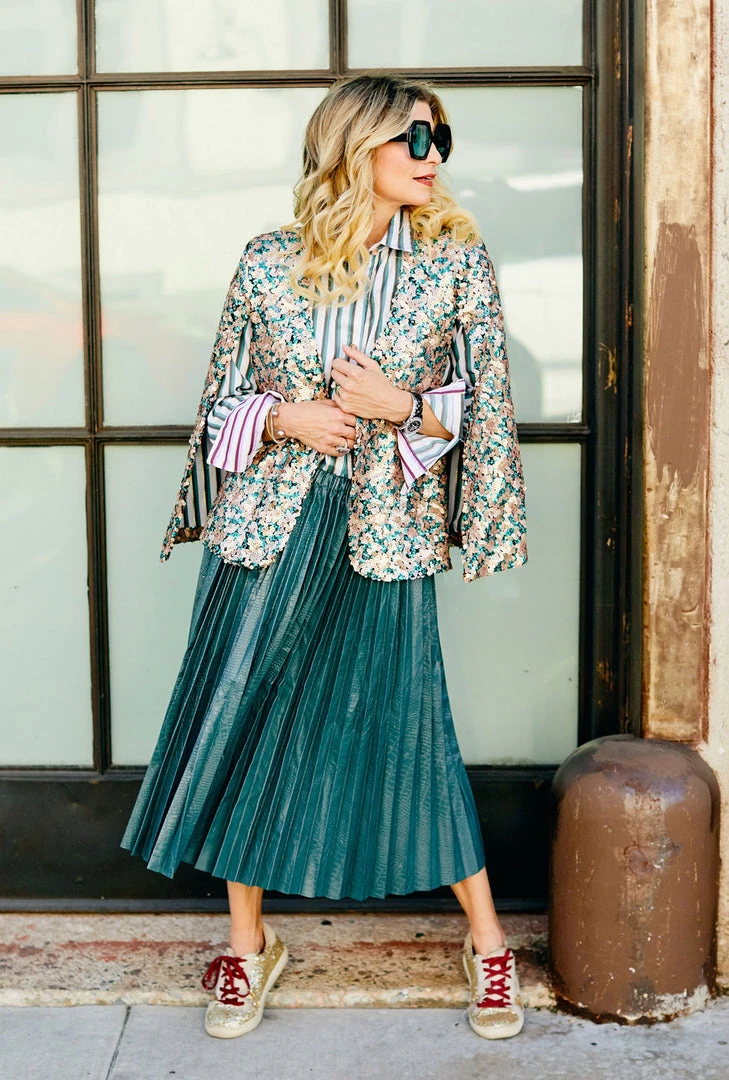 BURU White Label Clothing Faux Croc Pleated Skirt - Teal 4 BURU White Label Clothing Faux Croc Pleated Skirt - Teal