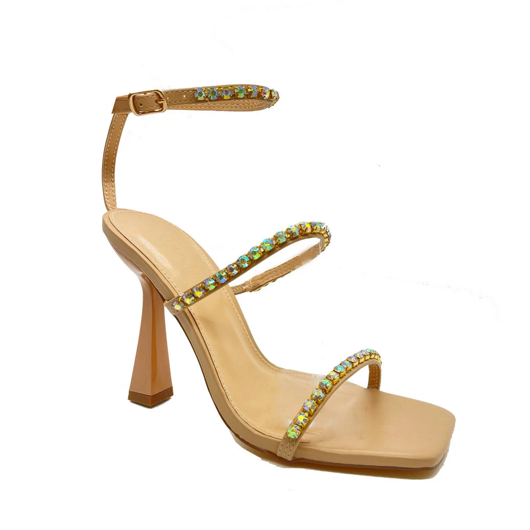 Shoes Rhinestone Sandals - Beige & Iridescent Accessories 10 Shoes Rhinestone Sandals - Beige & Iridescent Accessories