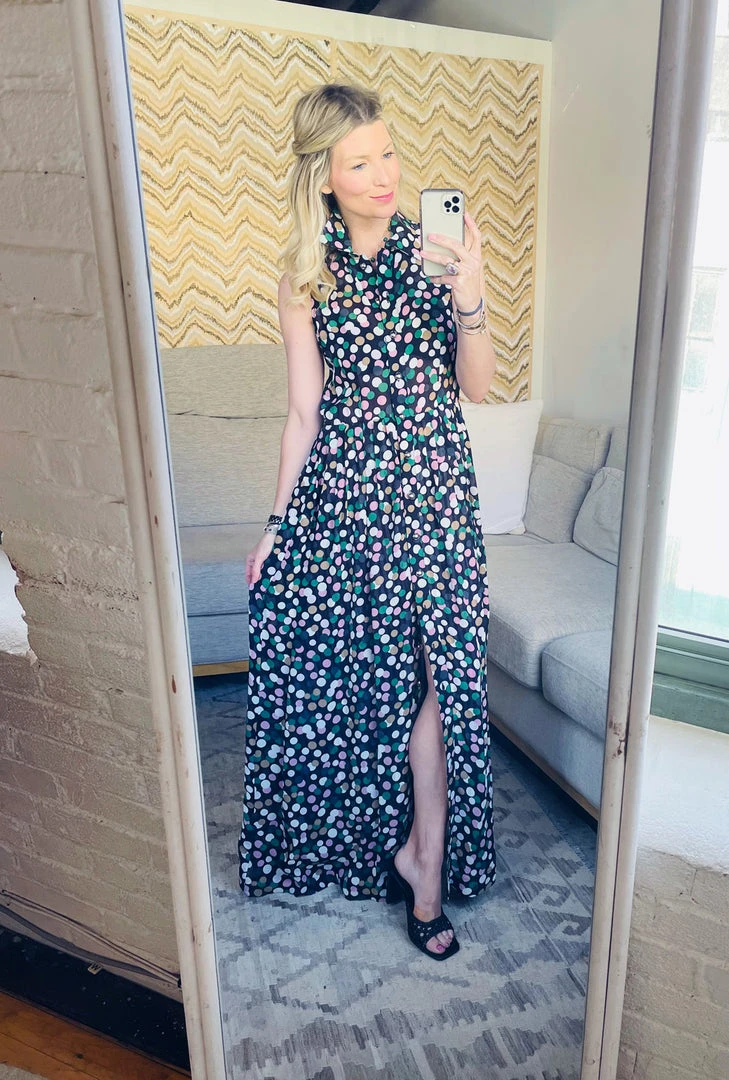 BURU Pink Label BURU X Mara Martin Sleeveless Shirtdress Maxi - Polkadots Clothing 8 BURU Pink Label BURU X Mara Martin Sleeveless Shirtdress Maxi - Polkadots Clothing