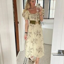 BURU Pink Label Puff Sleeve Square Neck Maxi Dress - Ivory Floral