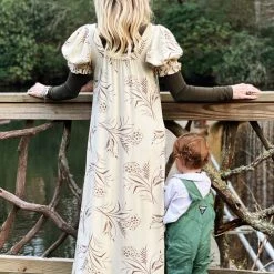 BURU Pink Label Puff Sleeve Square Neck Maxi Dress - Ivory Floral