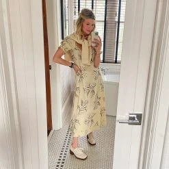 BURU Pink Label Puff Sleeve Square Neck Maxi Dress - Ivory Floral