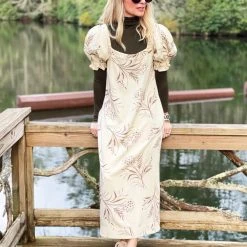 BURU Pink Label Puff Sleeve Square Neck Maxi Dress - Ivory Floral