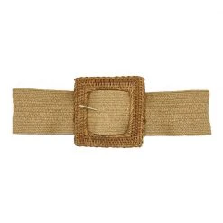 Buru Accessories Jumbo Rattan Square Buckle Stretch Belt - Natural