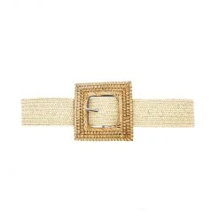 Buru Accessories Square Rattan Buckle Stretch Belt - Ivory 9 Buru Accessories Square Rattan Buckle Stretch Belt - Ivory