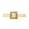 Buru Accessories Square Rattan Buckle Stretch Belt - Ivory