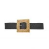 Buru Accessories Rattan Square Buckle Stretch Belt - Black