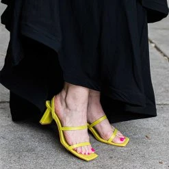 Buru Accessories Square Toe Sandals Heel Strap - Chartreuse - Final Sale