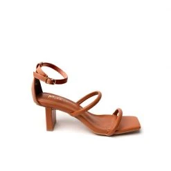 Buru Accessories Square Toe Sandals Ankle Strap - Tan