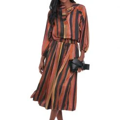 BURU White Label Drawstring Henley Blouse - Multi Stripe - Final Sale Clothing 18 BURU White Label Drawstring Henley Blouse - Multi Stripe - Final Sale Clothing