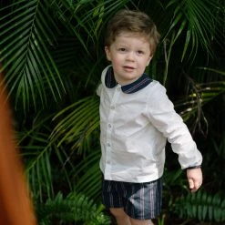 BURU Pink Label Nat Note Reversible Mini Chevy Shorts - Navy Poplin & Pinstripe - Final Sale Clothing