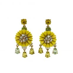 Earrings Special Occasions Jeweled Daisies - Yellow - Final Sale