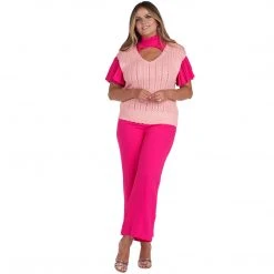 BURU White Label Clothing Scalloped Edge Sleeveless Sweater - Pink - Final Sale