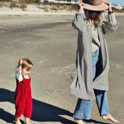 BURU Pink Label Clothing Swing Coat Knee Length - Midnight Stripe Knit