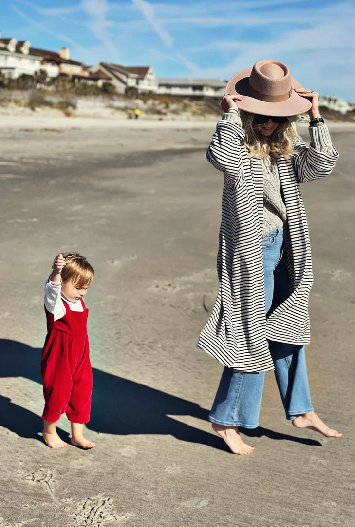 BURU Pink Label Clothing Swing Coat Knee Length - Midnight Stripe Knit 4 BURU Pink Label Clothing Swing Coat Knee Length - Midnight Stripe Knit