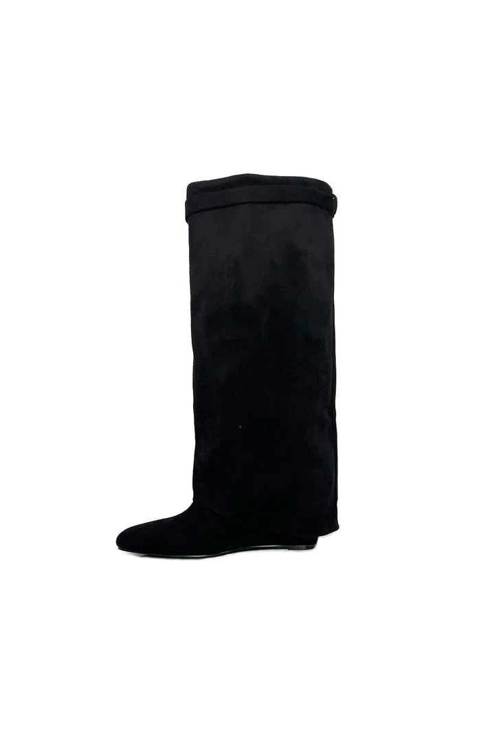 Buru Accessories The Perfect Wedge Boot - Black Faux Suede - Final Sale 3 Buru Accessories The Perfect Wedge Boot - Black Faux Suede - Final Sale