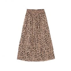 BURU White Label Smocked Waist Tiered MIDI Skirt - Tan Cheetah